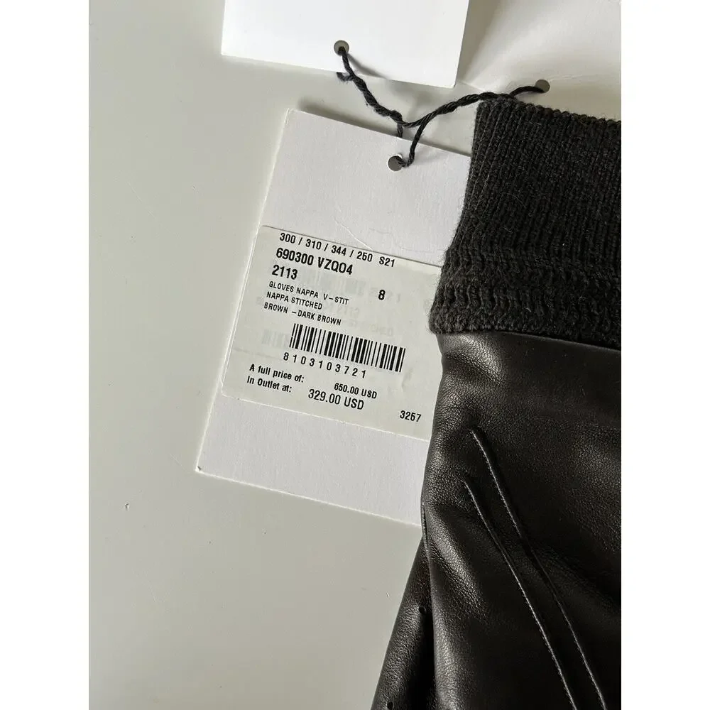 NWT $650 Bottega Veneta Women's Leather Gloves Brown Size 8 (L) Italy 690300